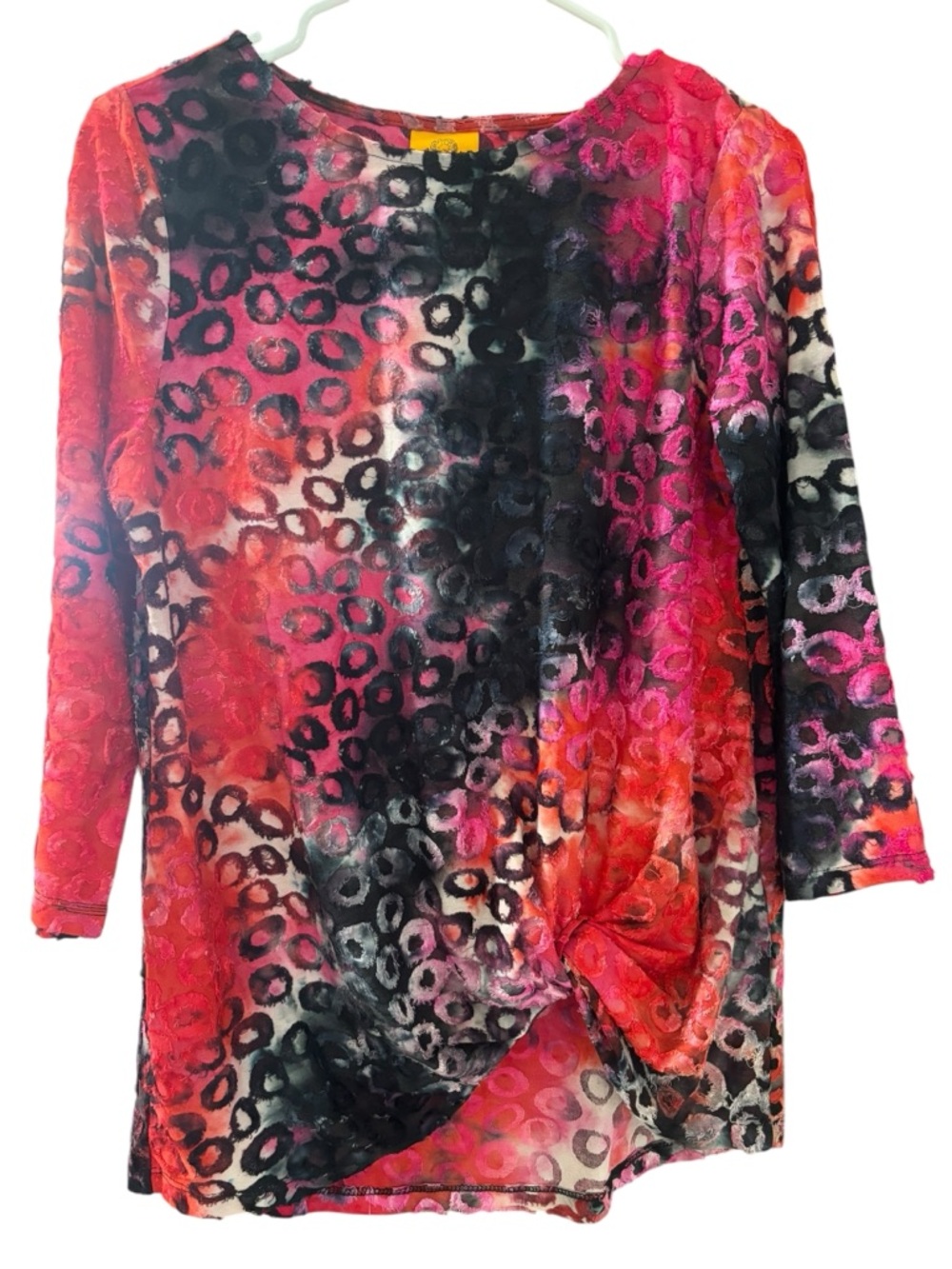 NWT Ruby Rd Women's Blouse Women Stretch Twist Knot 3/4 Sleeve Red Size Small